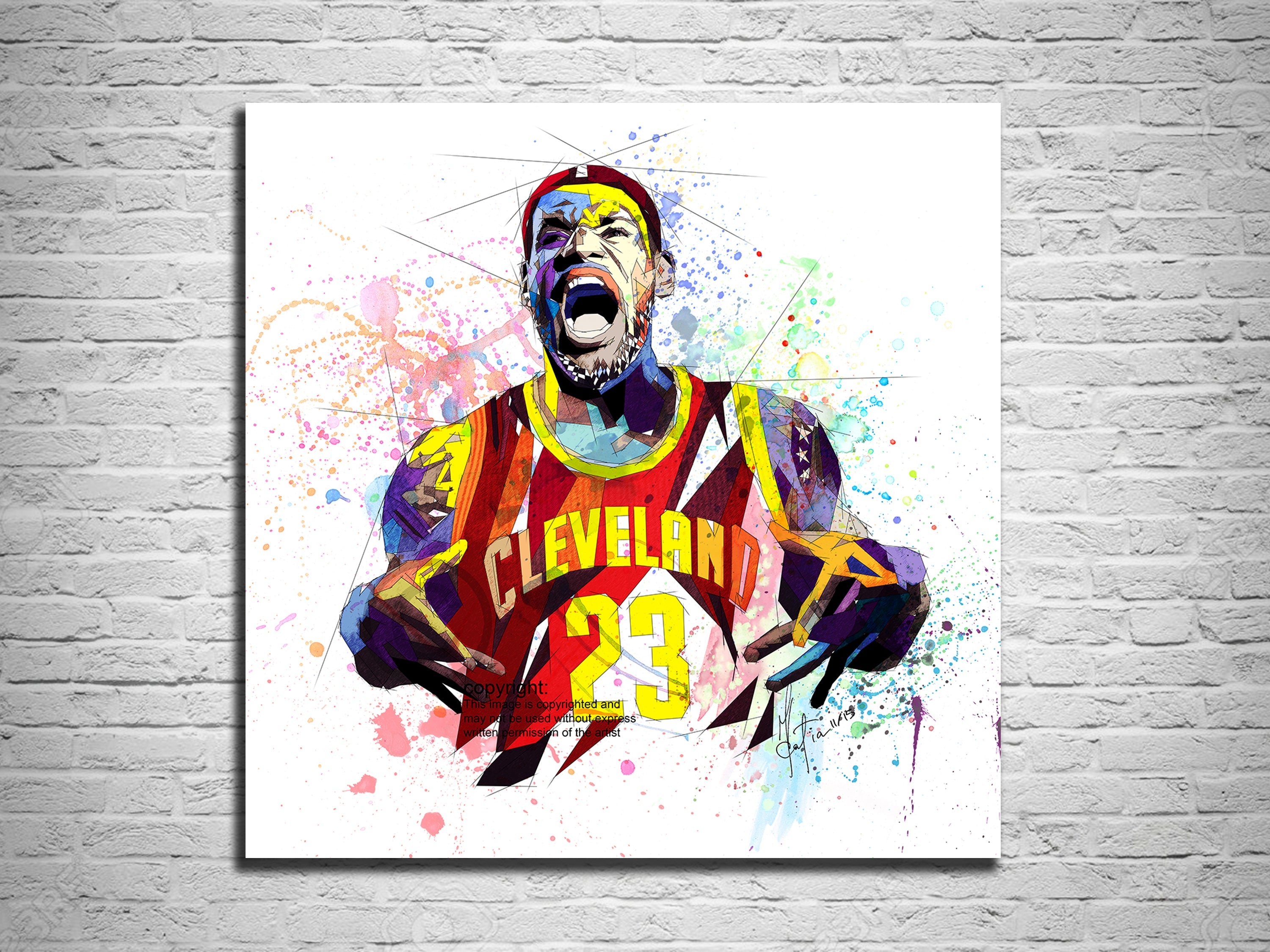 LeBron James Jersey Cleveland Cavaliers Sports Print, Man Cave-FREE US  SHIPPING