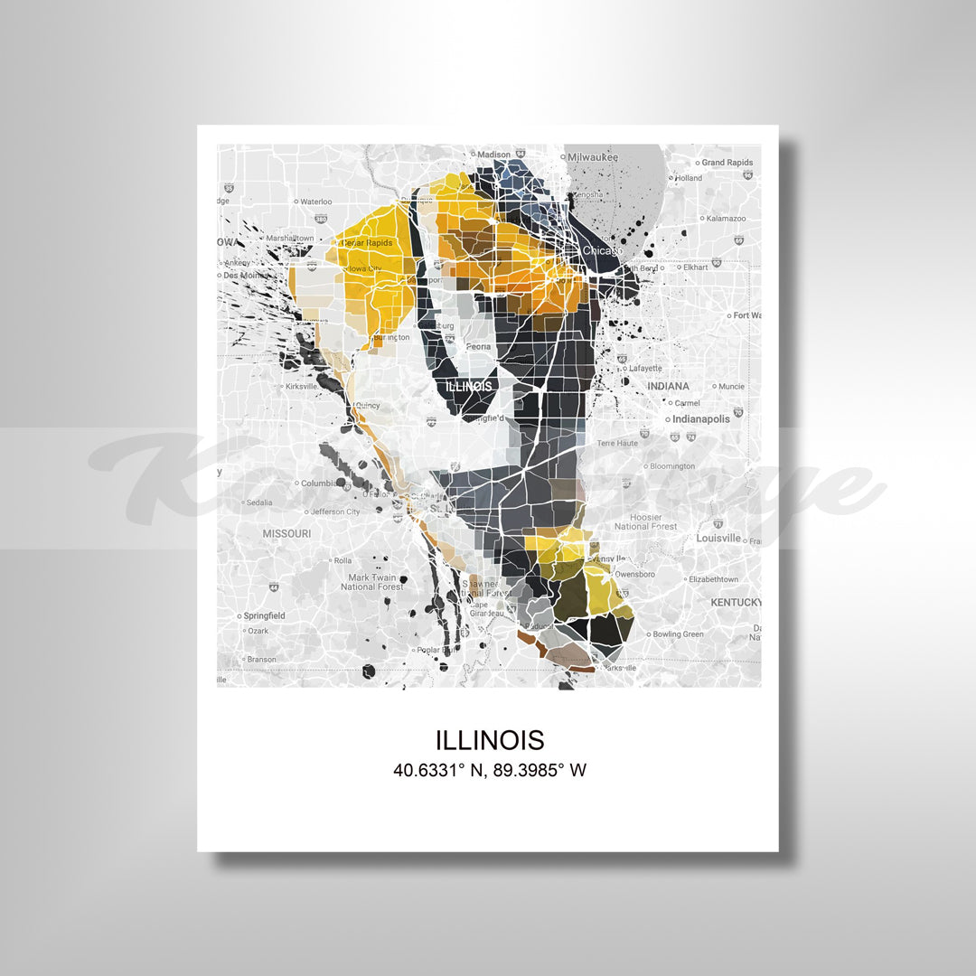 Abstract Map of Chicago Illinois Sneaker Art Basketball Shoes Abstract Canvas Wall Art