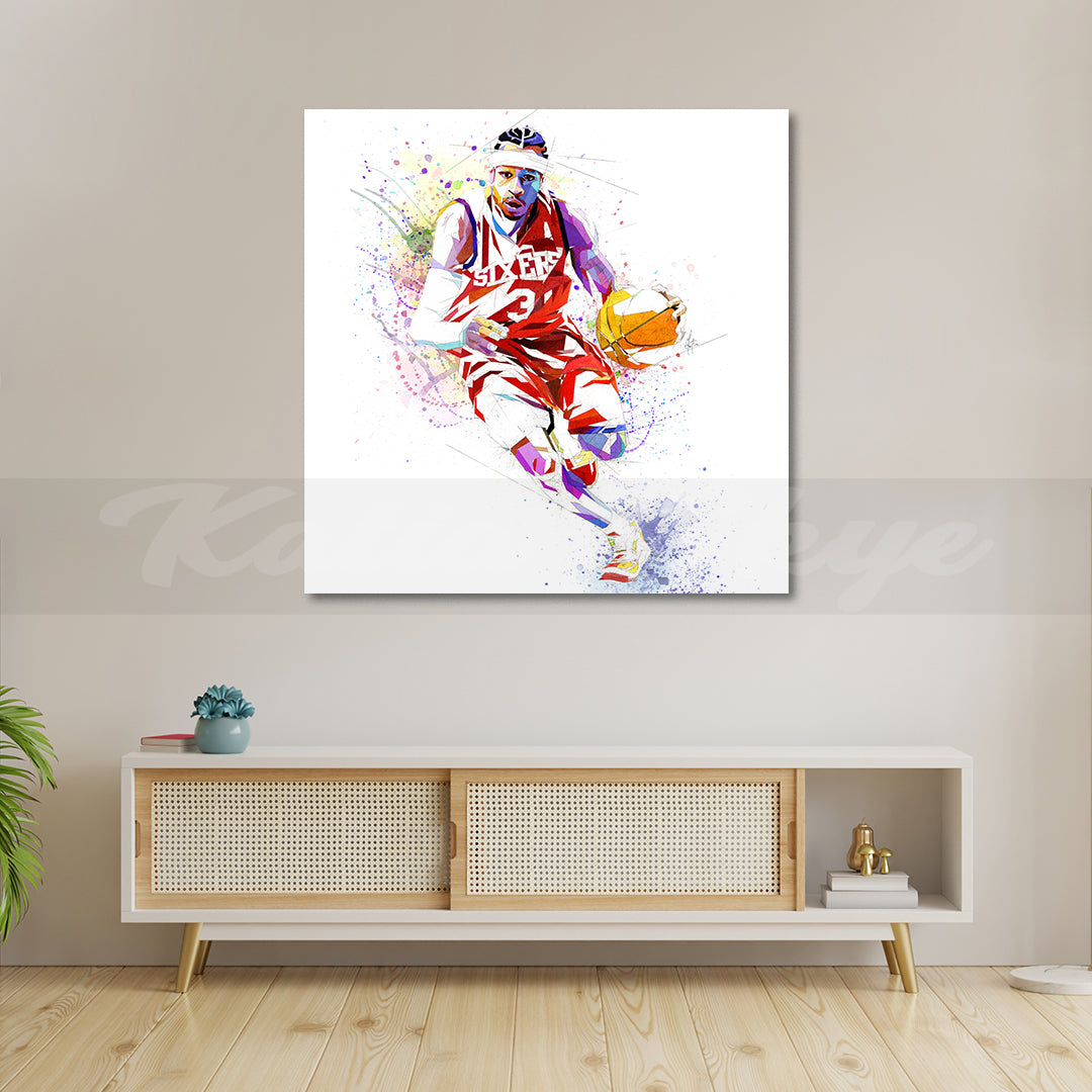 Abstract Basketball Canvas Wall Art Inspired by Allen Iverson // NBA-AI01