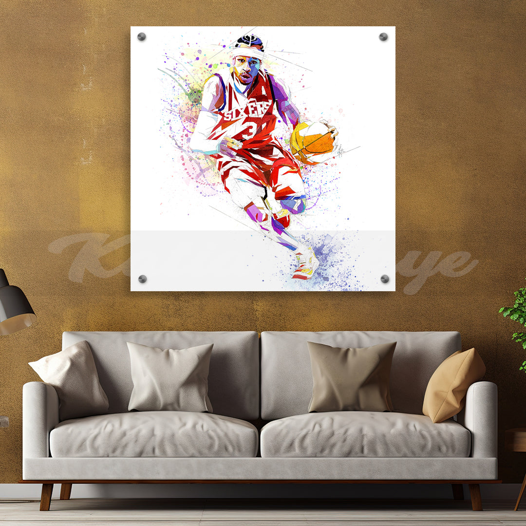 Abstract Basketball Canvas Wall Art Inspired by Allen Iverson // NBA-AI01