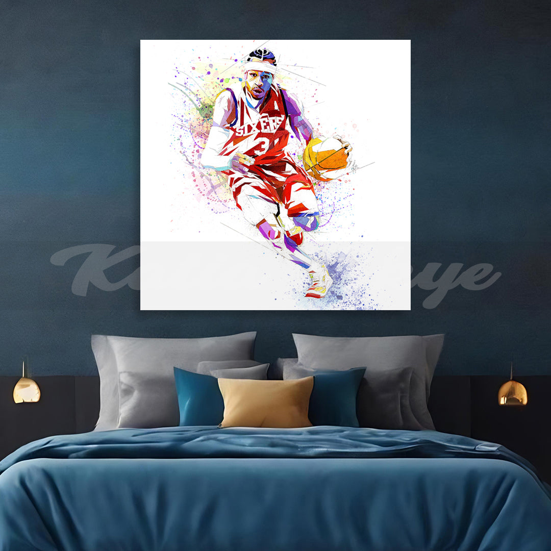 Abstract Basketball Canvas Wall Art Inspired by Allen Iverson // NBA-AI01