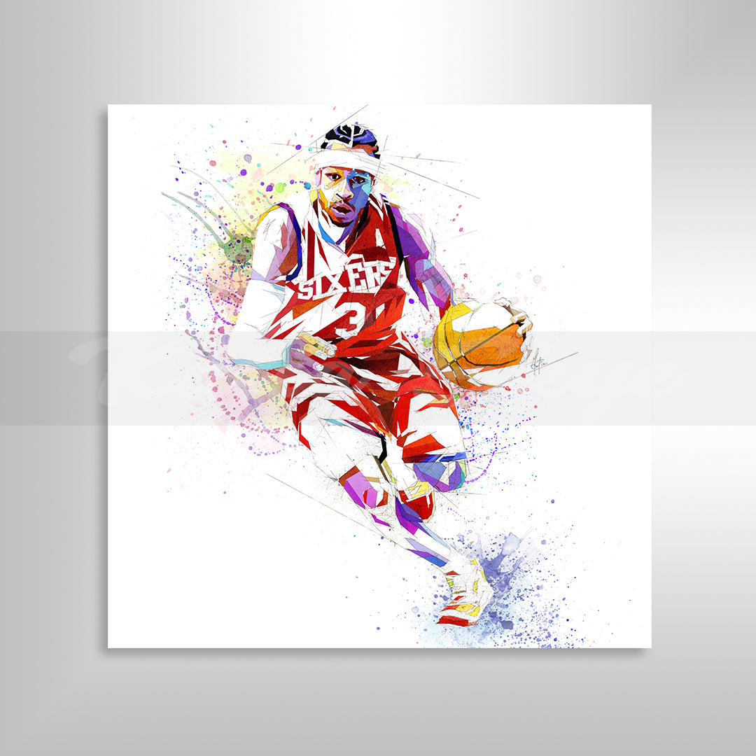 Abstract Basketball Canvas Wall Art Inspired by Allen Iverson // NBA-AI01