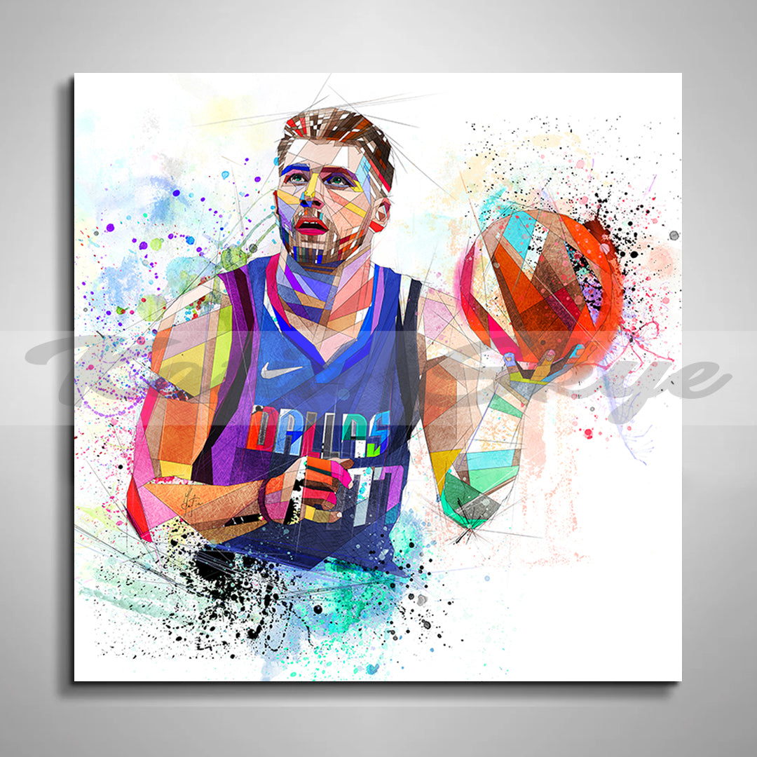 Abstract Canvas Wall Art Luka Dončić Poster Basketball Wall Art Sports Poster // NBA-LD01