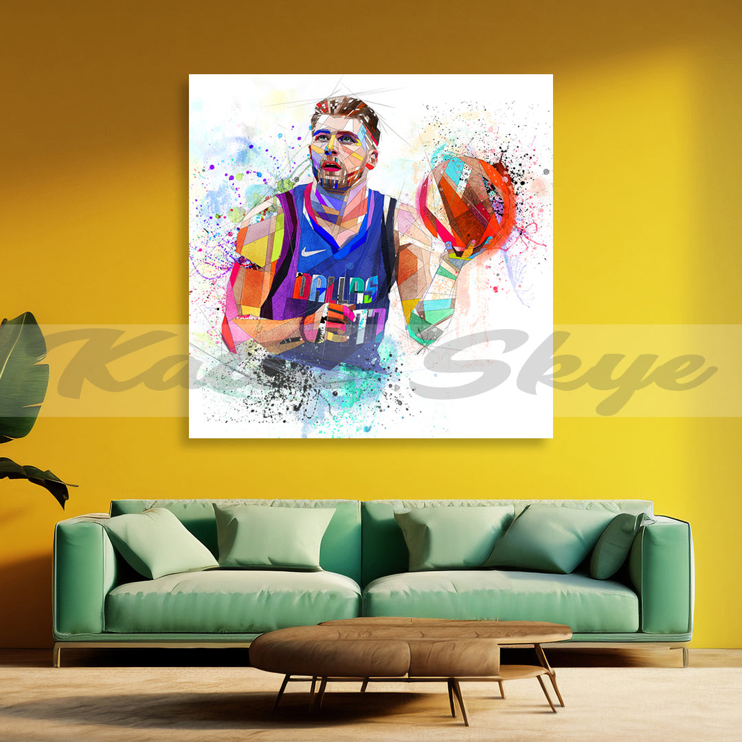 Abstract Canvas Wall Art Luka Dončić Poster Basketball Wall Art Sports Poster // NBA-LD01