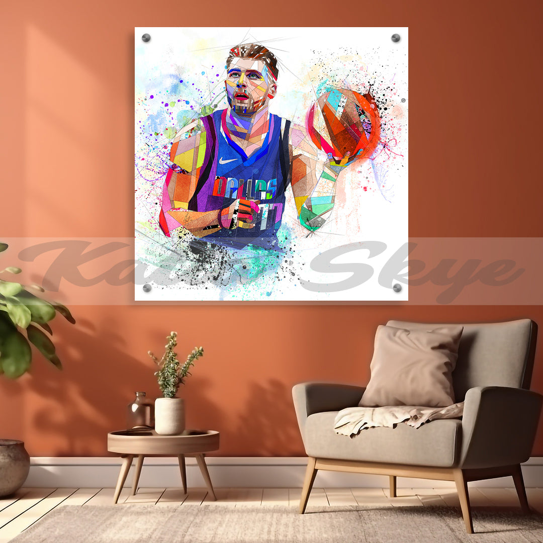 Abstract Canvas Wall Art Luka Dončić Poster Basketball Wall Art Sports Poster // NBA-LD01