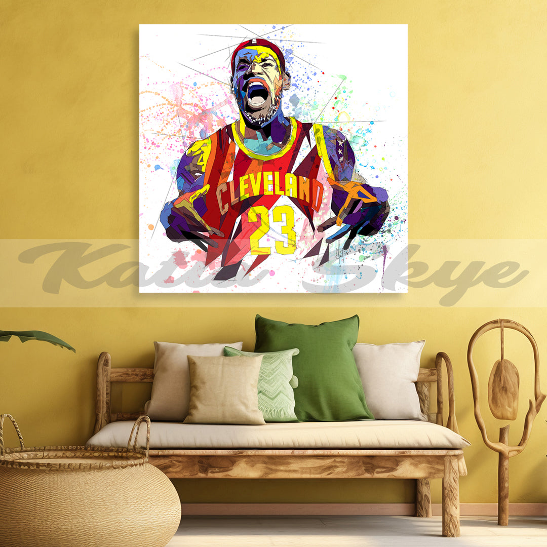 Abstract Basketball Canvas Wall Art Inspired by Lebron James // NBA-LJ01