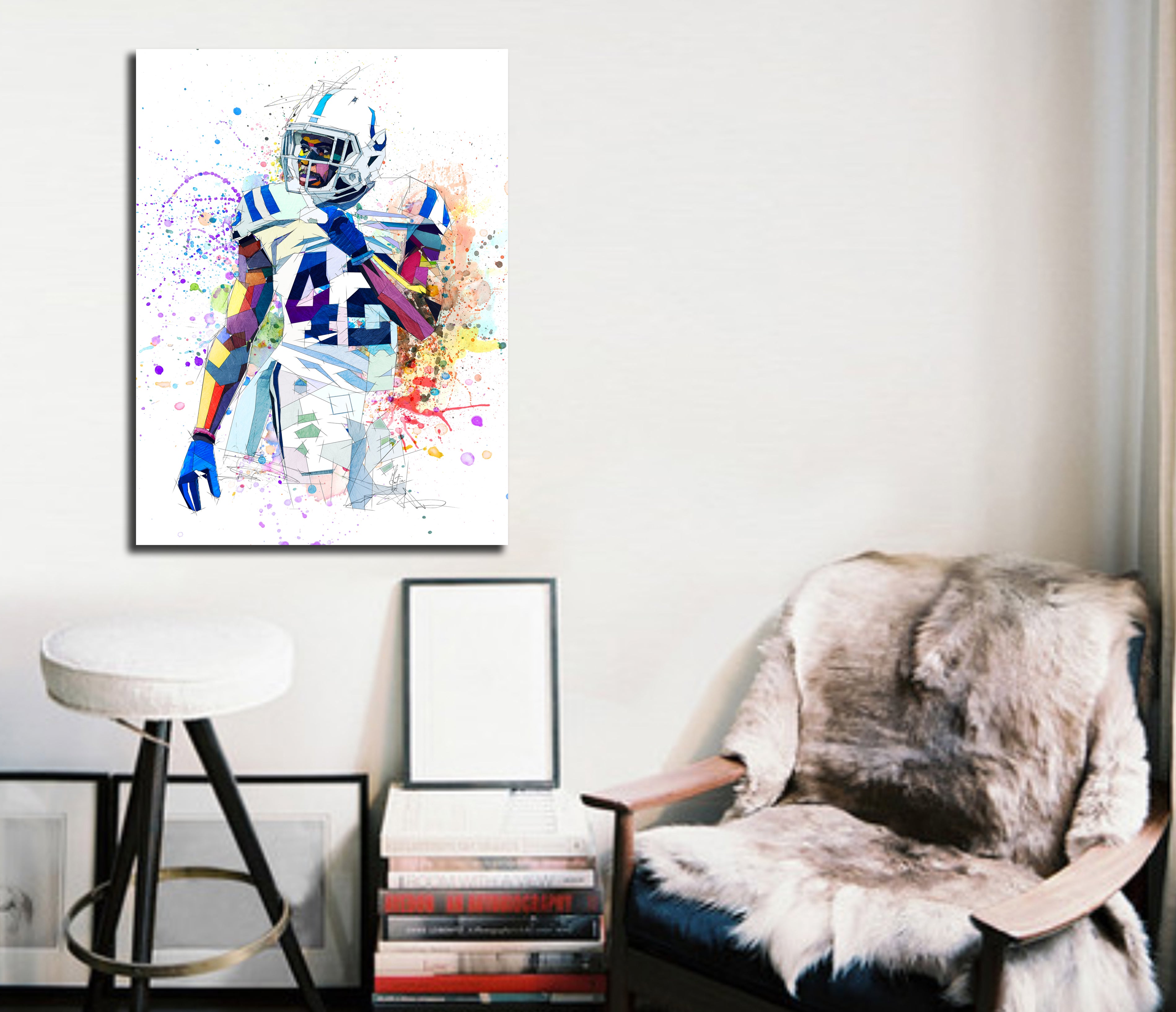 Abstract Football Wall Art Inspired by Kenny Moore II  // NFL-KM01
