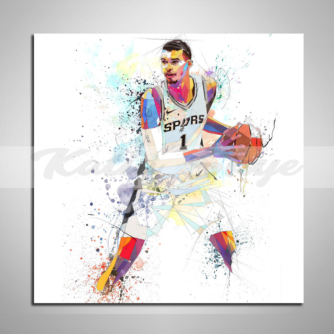 Victor Wembanyama Spurs Abstract Canvas Wall Art Basketball Sports Canvas Print