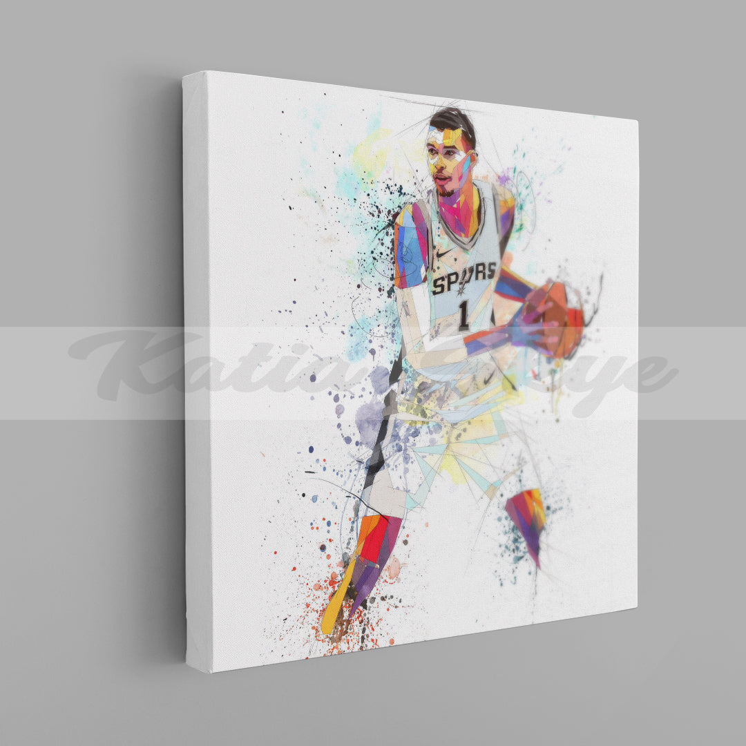 Victor Wembanyama Spurs Abstract Canvas Wall Art Basketball Sports Canvas Print