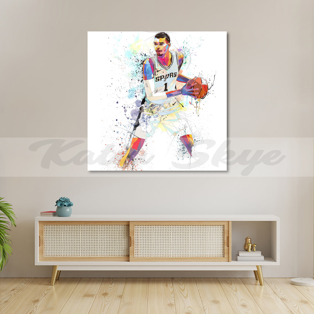 Victor Wembanyama Spurs Abstract Canvas Wall Art Basketball Sports Canvas Print