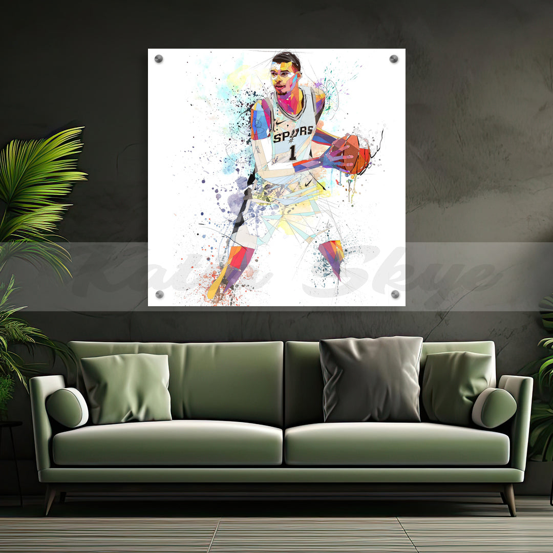 Victor Wembanyama Spurs Abstract Canvas Wall Art Basketball Sports Canvas Print