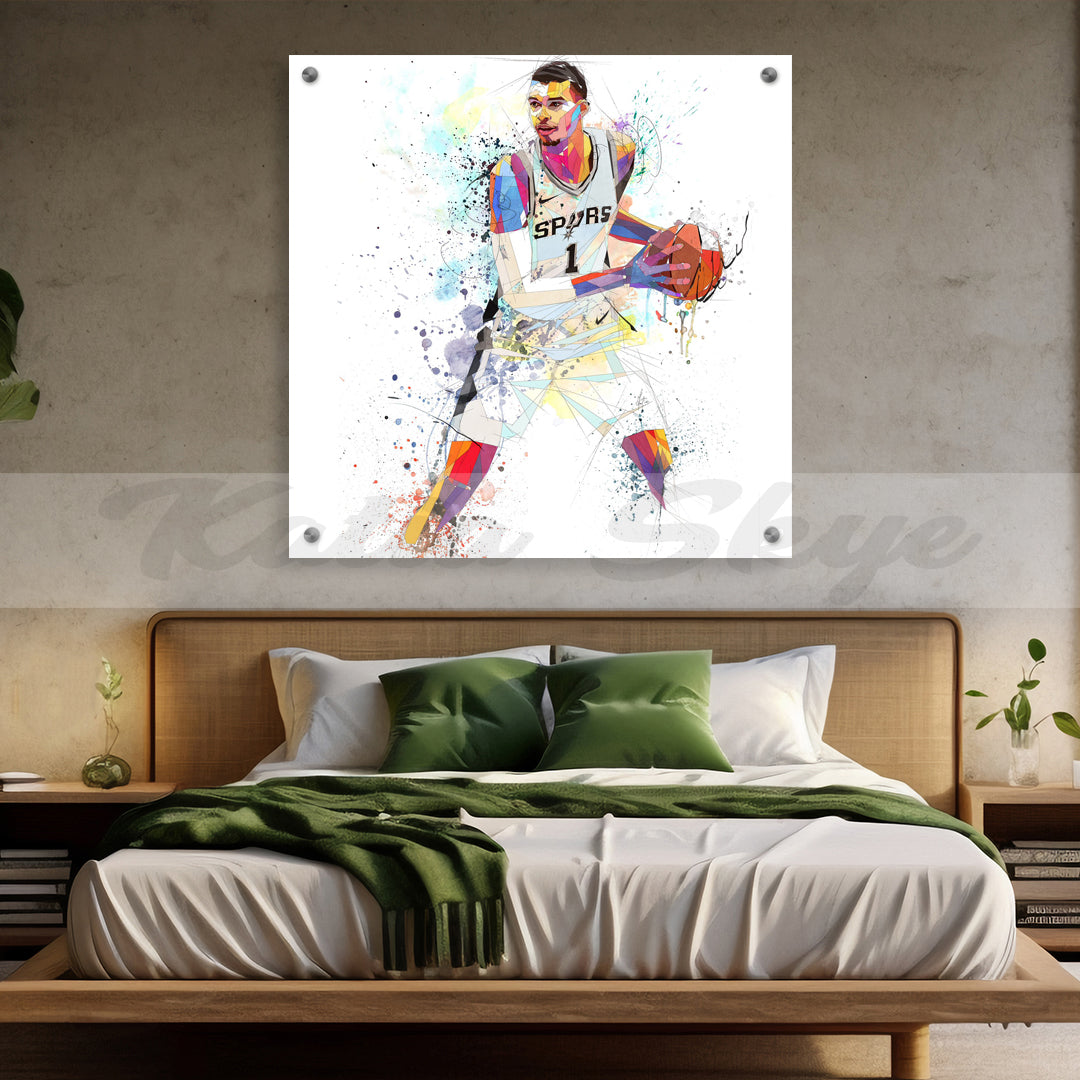 Victor Wembanyama Spurs Abstract Canvas Wall Art Basketball Sports Canvas Print