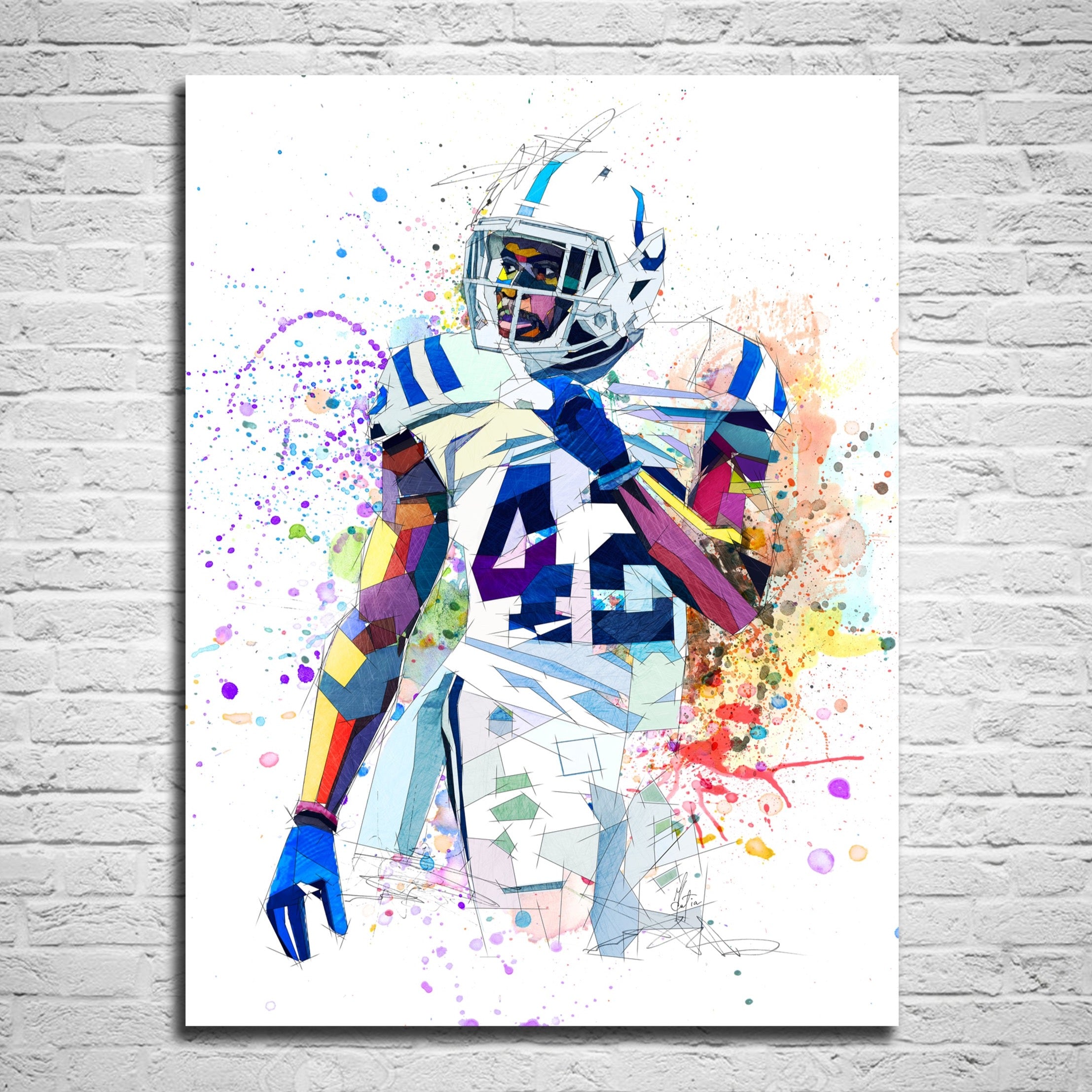 Abstract Football Wall Art Inspired by Kenny Moore II  // NFL-KM01