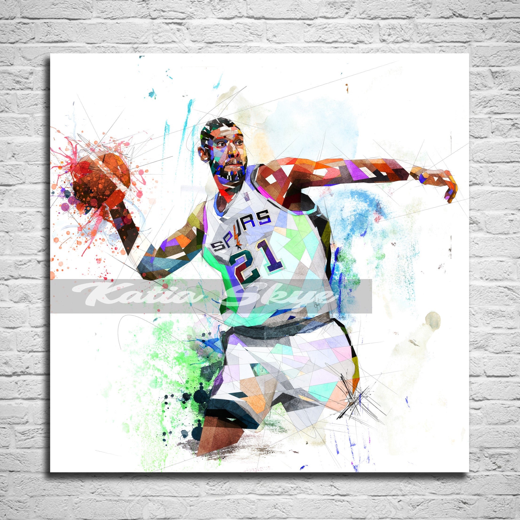 Tim Duncan Canvas Wall Art Basketball Player Canvas Print NBA Poster 