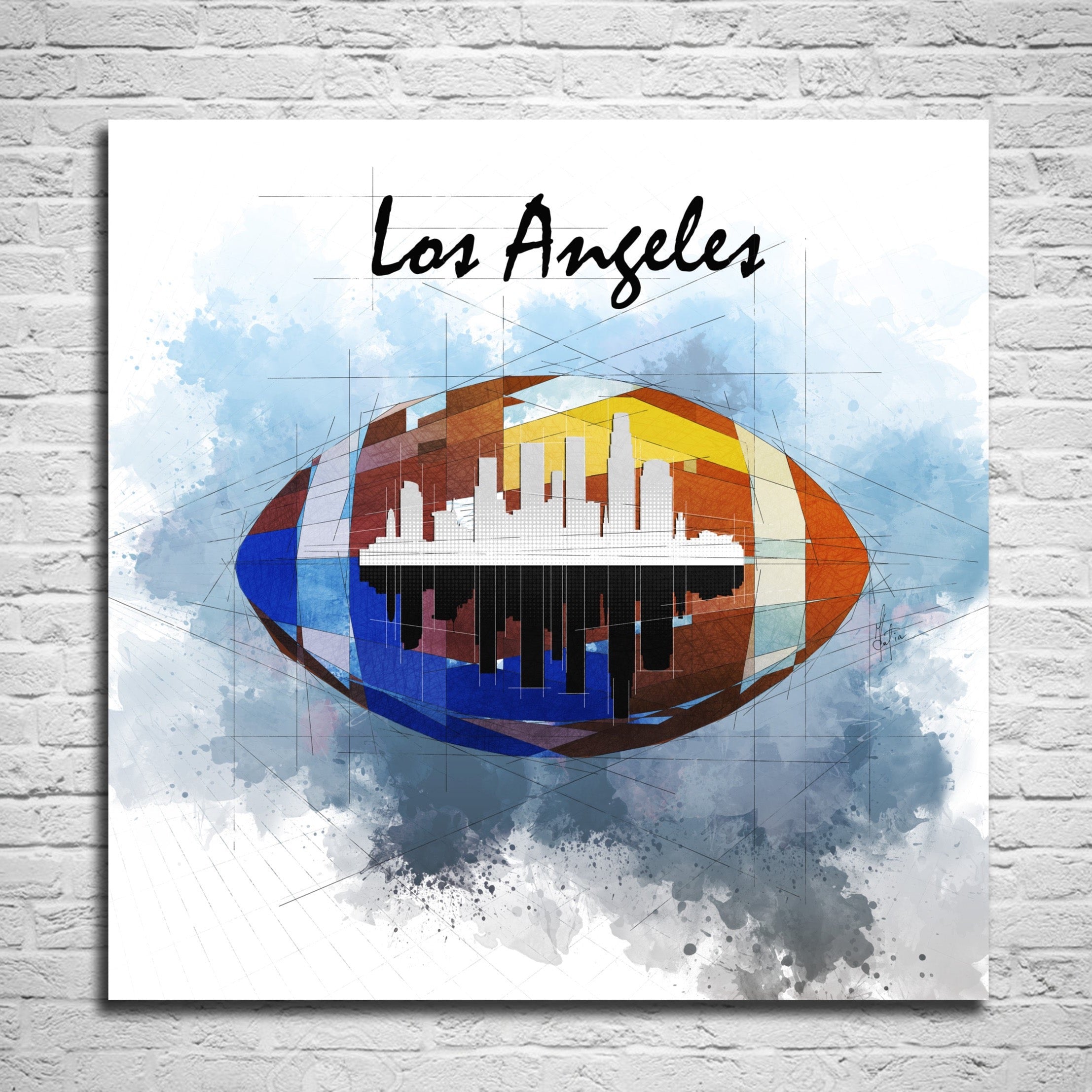 Contemporary CANVAS Football Wall Art Inspired by Los Angeles Rams Football Art // NFL-FB02
