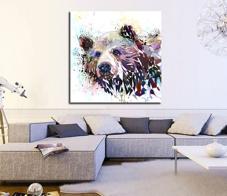 Outlet Bear art Animal decor Bear canvas Bear wall art Bear poster Bear canvas print Animal canvas Interior design Animal wall art Large Canvas art