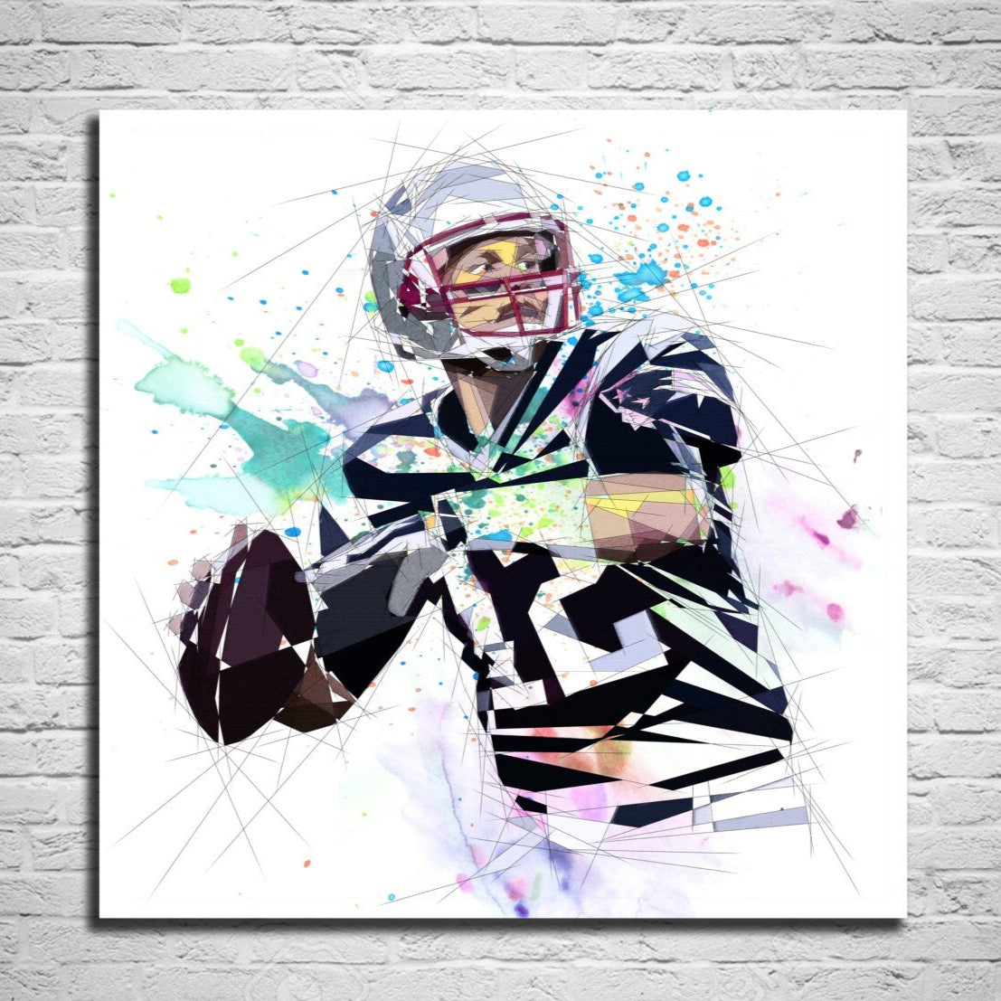 ABSTRACT CANVAS WALL ART INSPIRED BY TOM BRADY // NFL-TB01