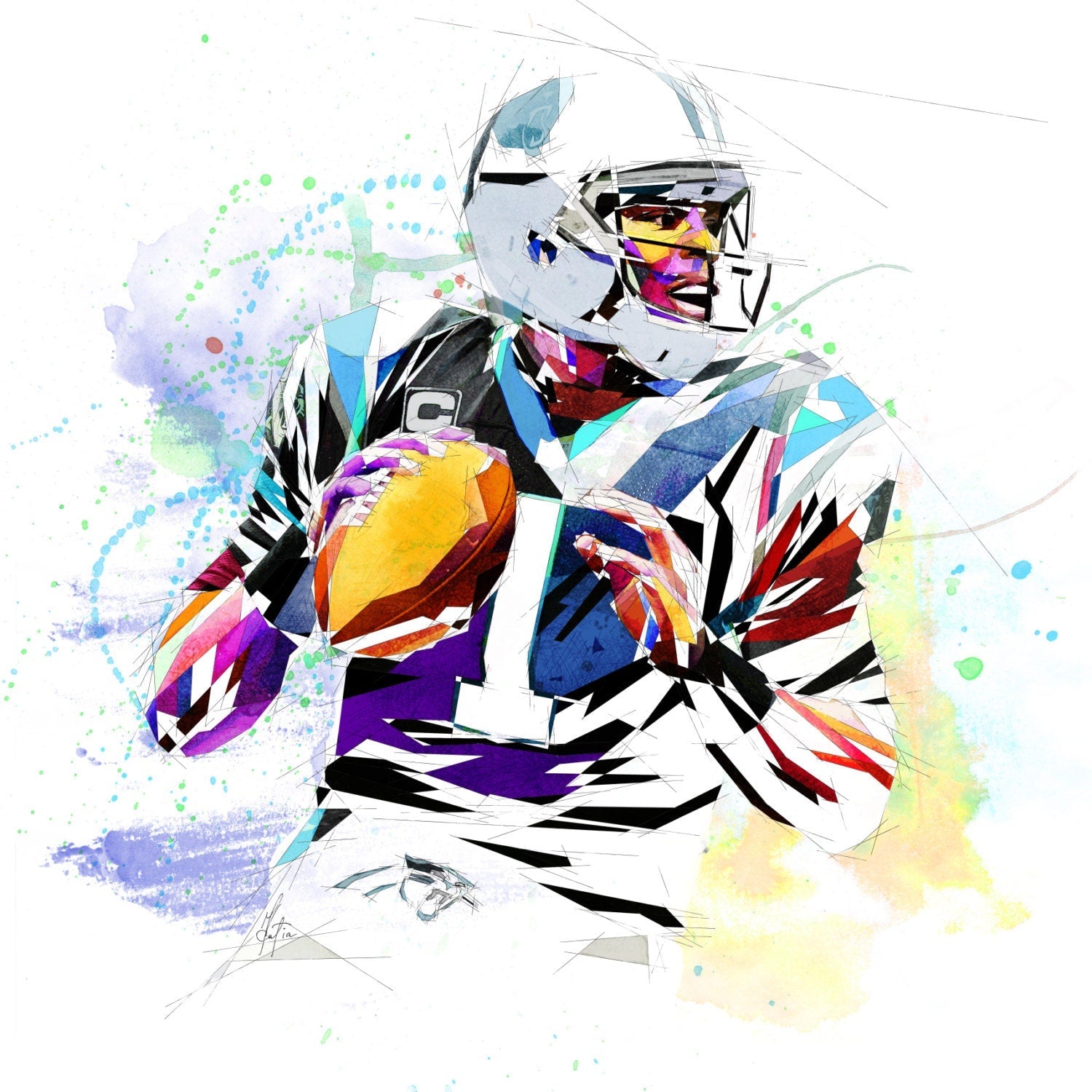 CANVAS PRINT Cam Newton Football Art, Carolina Panthers Football Player Poster, deals Sports Illustration Print, Contemporary Drawing NFL-CN01